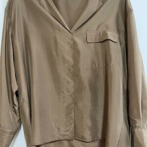 Vince silk blouse, size large, khaki, green